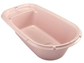 THERMOBABY - Baignoire LUXE - Bain de bébé - Légère - Compacte - De la naissance à 12 mois - Rose Poudré -Fabriqué en France