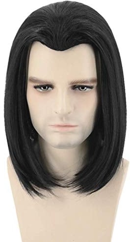 Topcosplay Herren Perücke Schwarz Lang Gerade Perrücke für Cosplay Halloween Karneval