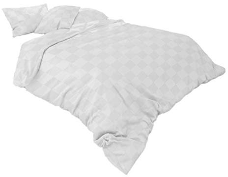 PremiumShop321 Bettwäsche 135x200 Mako Damast 100% Baumwolle 11cm Karo YKK Reißverschluss (Silber)