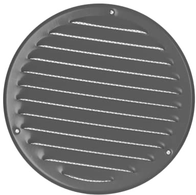 Ø 160mm / 6 inch Grey Round Metal Air Vent Grille Cover with Insect Mesh - Ventilation Cover