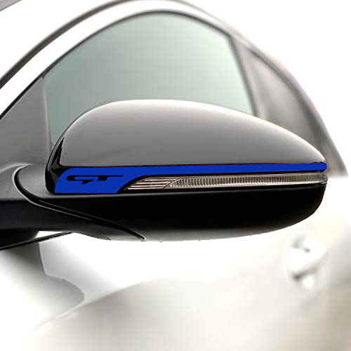 P057 Seitenstreifen Spiegel Auto Spiegelaufkleber Aufkleber Streifen Oracal Folie Streifen Dekor Außenspiegel Rückspiegel Autoaufkleber (Brillantblau, Variante 3 Logo))