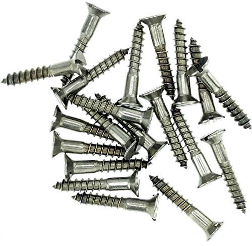 Lot de 20 vis à bois à tête fraisée fendue en acier inoxydable A2 n°8 x 1,58 (4 x 40 mm)