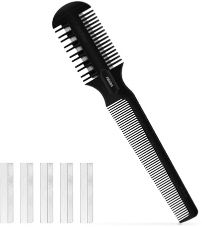 Hair Cutting Comb - Double Edge Razor for Thin and Thick Hair Trimming and Styling with 5 PCS Spare Blades
