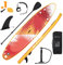 GOPLUS 320/335x76x15cm Stand Up Paddling Board, Aufblasbares SUP Board, Paddelboard mit Pumpe & Ausziehbarer Paddel & Fuß-Zugseil, 3 Finne, inkl. Rucksack & Reparaturset (Orange, 335x76x15CM)