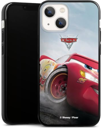Silikon Hülle kompatibel mit Apple iPhone 13 Mini Case schwarz Handyhülle Lightning McQueen 95 Offizielles Lizenzprodukt Cars