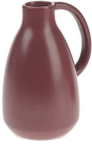 matches21 Blumenvase Vase Keramik mit Griff & Matter Oberfläche Blumentopf Keramikvase Krug Keramikkrug aubergine 1 STK 13,5x10,5 cm