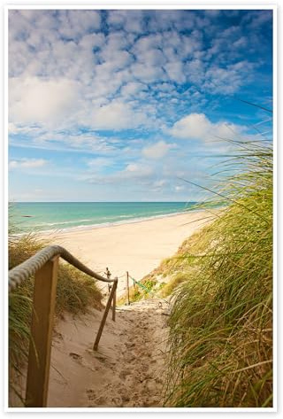 Posterlounge Schmaler Weg zum Strand Poster | 40 x 60 cm Wandbilder Wanddeko