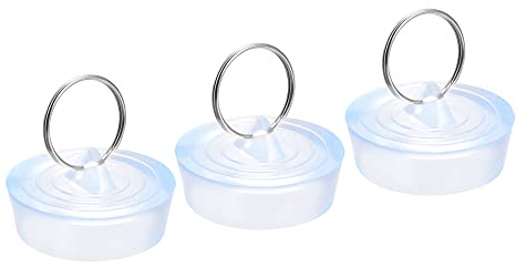 sourcing map Tapón de goma para fregadero, tapón de drenaje transparente para drenaje de 1-1/2 a 1-5/8 pulgadas con anillo para colgar para bañera, cocina y baño, 3 piezas