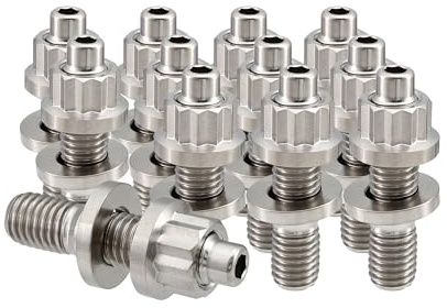 RISON-Titanium 12 Set Titan Stehbolzen für Auspuffkrümmer M8 M10, Auspuffkrümmerbolzen Mutter Kit, Auspuffkrümmer-Flanschmuttern Stiftschrauben Abgaskrümmer für Auspuffanlagen PKW Motoren Geeignet