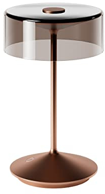 SIGOR Numotion - Dimmbare LED Akku-Tischleuchte Indoor & Outdoor, IP54 spritzwassergeschützt, Höhe 26,5 cm, aufladbar mit Easy Connect, 12 h Leuchtdauer, bronzefarben