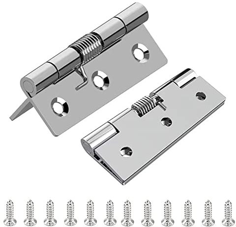 2Pcs Door Hinge,3 Inch Long Stainless Steel Self-Closing Corner Spring Draw Door Hinge,Closing Spring Hinges