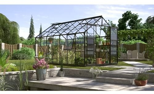 Ezooza Serra Vitavia Jupiter 11500 in Alluminio Nero e Vetro Temperato 3 mm, 257 x 445 H 248 cm, Made in Germany