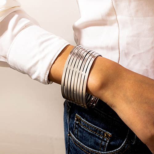 Inateannal 8pcs Silber Armreif Armband Set Indischen Stapelbar Glänzend Armbänder Multipack Klobige Armreifen Modeschmuck Für Frauen Mädchen