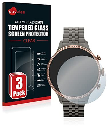 savvies Verre Trempé pour Fossil Gen 6 (42mm) (3 Pièces) Vitre Protection Ecran, Film Trempé de Verre, Dureté 9H