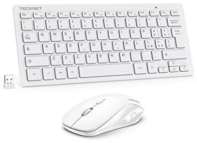 TECKNET Set Tastiera e Mouse Wireless, Tastiera Wireless 2.4G e Mouse Silenzioso con Ricevitore Nano USB, 12 Scorciatoie Multimediali per Computer, PC, Laptop, Desktop, Smart TV Android
