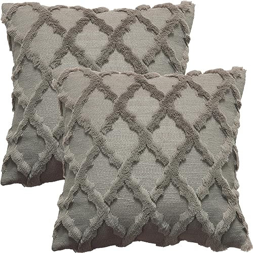 GONOVE Kissenbezüge 2er Set 45×45cm Weiches Plüsch Kunstpelz Wurf Kissenbezug Dekorative Kissenhülle Couchkissen Zierkissenbezug für Sofa Couch Schlafzimmer