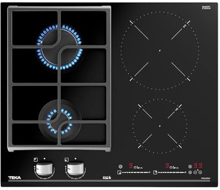 Teka 112570203, Induktions- und Gaskochfeld, 60 cm JZC 64322 ABC BK (E4), Black glass