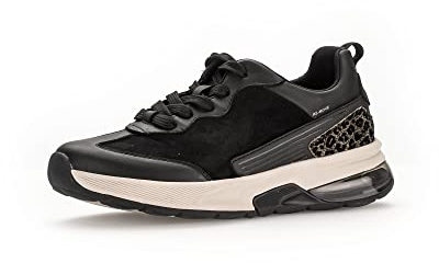 Gabor Damen Low-Top Sneaker, Frauen Halbschuhe,Wechselfußbett,schnürer,Plateausohle,straßenschuhe,Strassenschuhe,schwarz/Farro,41 EU / 7.5 UK