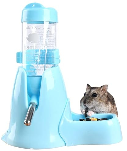 ShanBye Small Animal Water Dispenser, 80ml Capacity, Non-Drip Guinea Pig Water Bottle + Food Bowl + Hideout Base for Hamster, Rabbit, Chinchilla & More