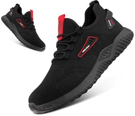 Hitmars Zapatos de Seguridad Hombre Zapatillas de Seguridad Mujer Zapatos de Trabajo Safety Shoes Comodos Zapatillas de Trabajo Cocina Negro EU40