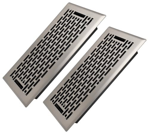 Howeall Paquete de 2 rejillas de ventilación resistentes para caminar de 4 x 10 pulgadas, fáciles de ajustar, palanca de suministro de aire, fundas de ventilación decorativas para el hogar, níquel