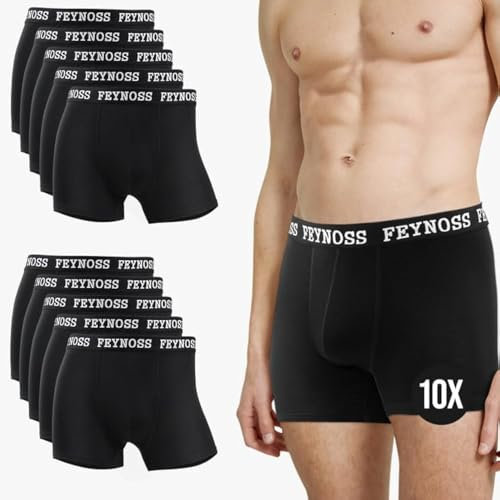 feynoss Boxershorts Herren 10er Pack - Atmungsaktive Männer Unterwäsche, Retroshorts Unterhosen Männer, XL für Fahrrad Fahren, Ball Sports