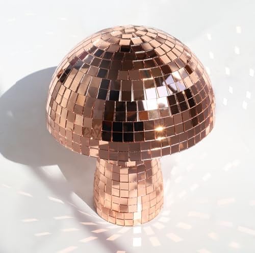 HJANDHJ 7 Inch Rose Gold Mushroom Disco Ball, Mushroom Disco Ball Reflective Mirror Ball for Wedding Party Room Bar Decor