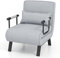 RELAX4LIFE Folding Sofa Bed, 4-in-1 Convertible Lounge Recliner Sleeper with 6-Position Adjustable Backrest and Removable Pillow, Upholstered Single Sofa Chair Guest Bed for Home Office (Light Grey)