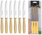 KROWN - Set 6 Cuchillos de Mesa Marfil 12,5cm Juego de 6 Cuchillos de Carne. Mango Negro Resistente y Duradero. Cuchillo Apto para Mesa Carne, Pelador, Cocina.