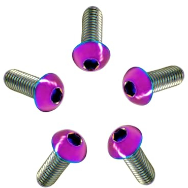 RISON 5 Stück Titan Linsenkopfschrauben mit Innensechskant M5x10mm, Vollgewinde Halbrundkopfschraube aus Titan GR5, Flachkopfschraube Linsenschraube Knopfschraube Rundkopf Schrauben