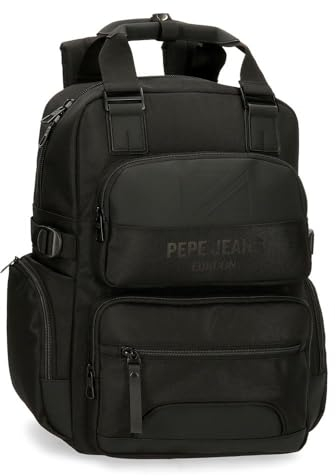 Pepe Jeans Bromley Laptop-Rucksack, Schwarz, 28 x 40 x 16 cm, Polyester, 17,92 l, Schwarz, Talla única, laptoprucksack
