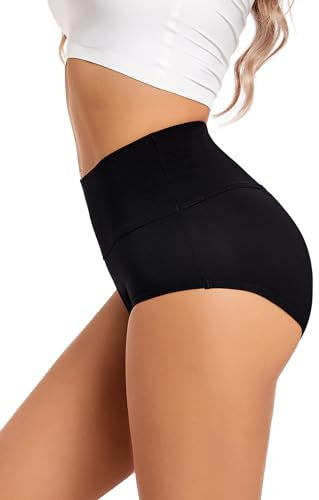 EcoPeriod Bambus-Periodenunterwäsche für Damen, starker Blutfluss, hohe Taille, postpartale Unterwäsche, Menstruationsunterwäsche, auslaufsichere Periodenhöschen, 1 Packung schwarz, XS