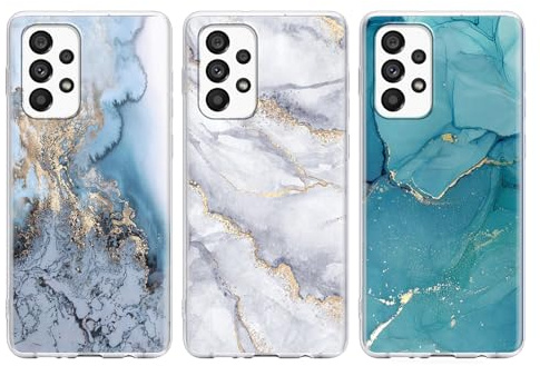 Xylota 3 Stück Handyhülle für Samsung Galaxy A53 5G 6,5 Hülle, Transparent Mode Case mit Aesthetic Marmor Muster, Weich Silikon Dünn TPU Stoßfeste Kratzfest Schutzhülle Cover für Samsung Galaxy A53