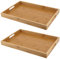 HEIHAK 2 Pack Bamboo Serving Tray with Handles, 41 x 29 x 4cm Rectangular Wooden Bamboo Platters Tray, Breakfast Serving Trays for Tea, Coffee, Eating Food Serving