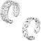 WillTen 2Pcs Bague d'orteil argent en acier inoxydable ajustable Bend Open Toe Ring, Bague d'orteil, de doigt et de queue en CZ, fleur, flèche, feuille, pour les femmes et les hommes