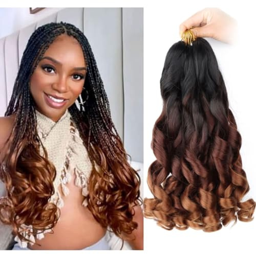 8 Packs French Curly Braiding Hair 16 Inch Loose Wave Spiral Crochet Hair for Black Women Pre-Stretched With Curly Ends (16 Inch, 1b/33/30#)