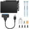 M.2 NGFF SSD SATA Festplattenadapter, M.2 NGFF SATA SSD auf 2,5Zoll SATA3.0 Adapterkarte Externe Festplattenbox mit 7mm Gehäuse bis zu 6 Gbit/s Unterstützt 2230 2242 2260 2280 (1Satz)