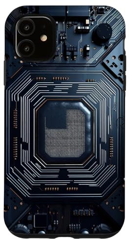 Coque pour iPhone 11 Carte mère Microchip Noir IT Fond graphique