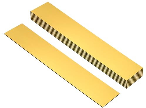 PATIKIL 10x2inch Blank Name Plates, 10Pcs Custom Engraved Name Plate Rectangle Laser Engraving Blanks for Personalized Office Desk DIY Painting Supplies, Brushed Gold, Black