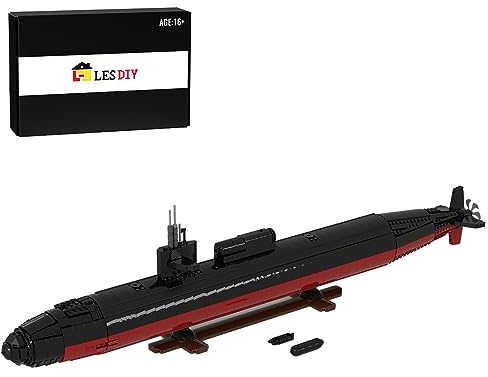 BLOKZ Militär-U-Boot Modellbausatz, 1:125 UCC Los Angeles-Klasse U-Boot Großes Schlachtschiff, STEM Lernsteine Bricks, Baustein-Spielzeug für Erwachsene, 3062 Teile