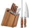 HEZHEN Set di Coltelli da Cucina con Blocco Coltelli 8 Pezzi, Coltelli da Chef Set Santoku Coltelli da Cucina, Forbici Da Cucina in Acciaio Inox，Portacoltelli in Legno di Acacia, con Affilacoltelli