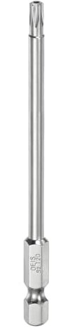 sourcing map T20 Security Torx Bit 1/4 Hex Shank 4 Long S2 Steel Magnetic Tamper Resistant Star Bits Screwdriver Torx Head with Hole for Driver Drill Bits Remove Fastening Screws
