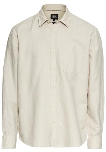 camel active Herren Langarm-Leinenhemd mit Soft-Wash-Veredelung Beige, Menswear-XL