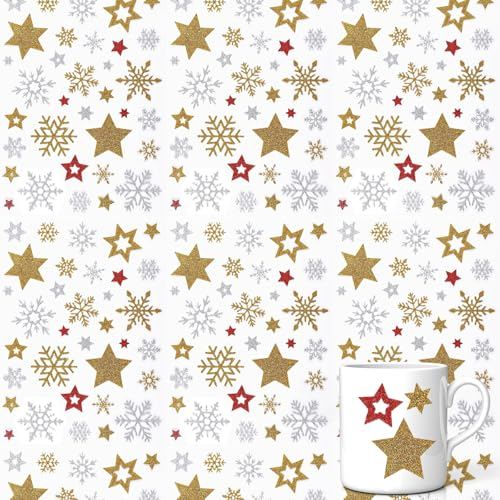 296 Stück Aufkleber Weihnachten,Weihnachtssticker,Sticker Sterne Glitzer,Kinder Gold Stern,Schneeflocken Selbstklebend Weihnachtsaufkleber,Weihnachtssticker 3d für Adventskalender,Basteln Klebesterne
