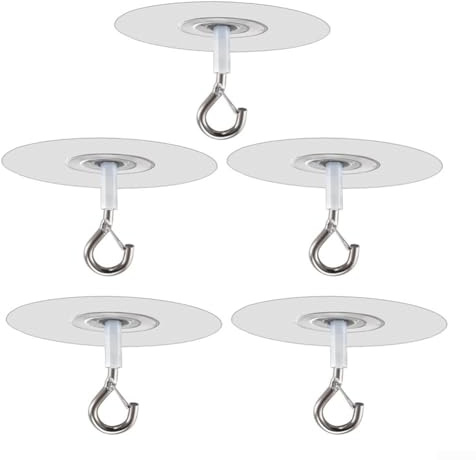 Lot de 5 crochets de plafond, crochets à vis, crochets adhésifs non poreux pour salle de bain, cuisine, jardin, plafond