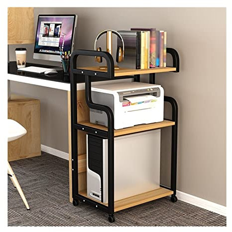 KKMNDE Soporte para CPU, Torre para PC, Soporte para Impresora, Carrito para Impresora de 3 Niveles con Almacenamiento, Soporte para CPU móvil con Marco de Acero resi