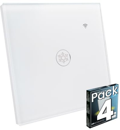 LED ATOMANT Pack 4x Interruptor de Cristal Inteligente Wifi 40A, Aire acondicionado, Sin Cable Neutro, Pulsador de pared, Control Mediante APP Smart Life, Compatible con Alexa y Google Assistant
