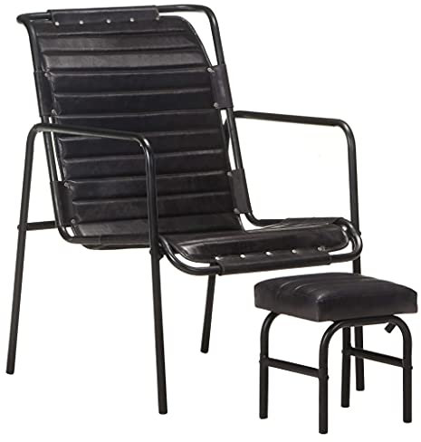 Generisch Relaxsessel mit Fußhocker Schwarz Echtleder,jiangboyue-323729