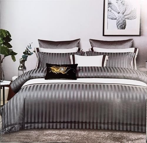 Samimi Collection Duvet Cover Set. Duvet Cover, Fitted Sheet, Pillow Case (Dark Grey, Double)