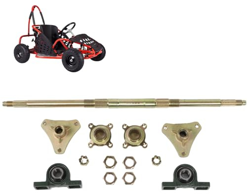 Culnflun 24-Zoll Go-Kart-Hinterachssatz, Hinterachswellen-Kit Anti-Schlag-Naben aus Metall, ATV-Hinterachs-Montagesa, Bremskettenscheiben-Bremssattel-Nabensatz für 50–150-CC-ATVs Quads Drift-Trikes